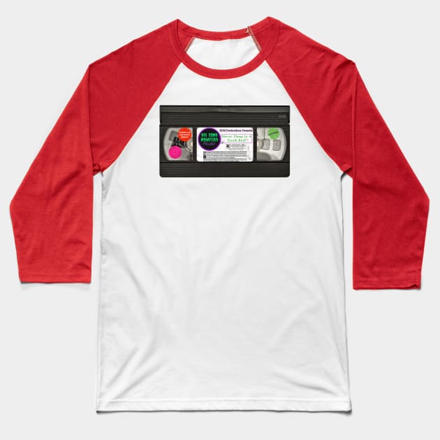 BDM Never Sleep In A Deathbed Cassette Baseball T-Shirt by Big Dumb Monsters